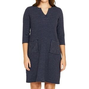 J. JILL Striped 3/4 Sleeve Pocket Dress